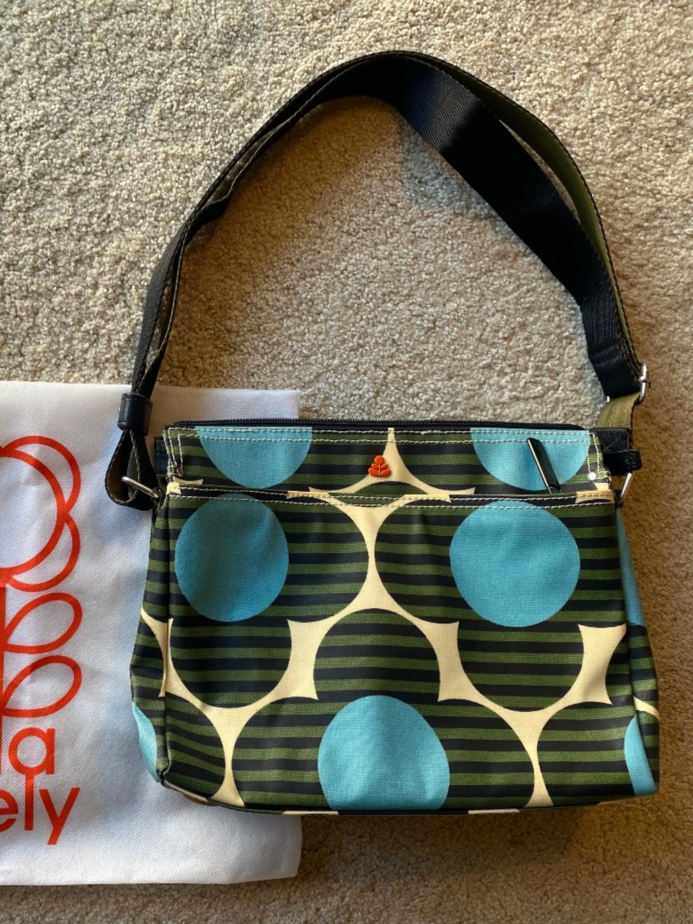 Orla Kiely Fielder Crossbody Bag-Stripe Flower Spot Calypso Pattern